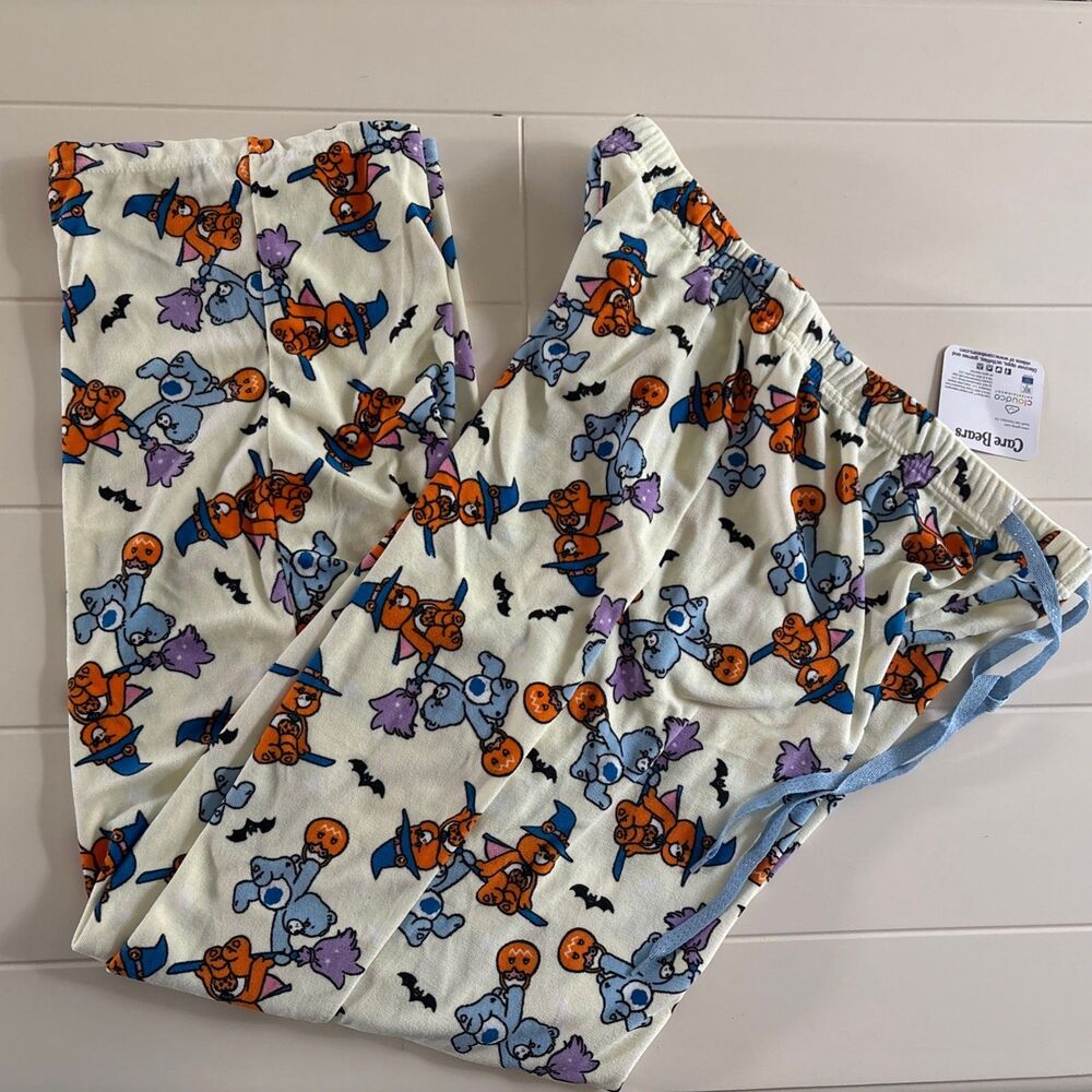 Care Bears Halloween Pajama Pants Womens Large Ghost Pumpkin Bat Fleece